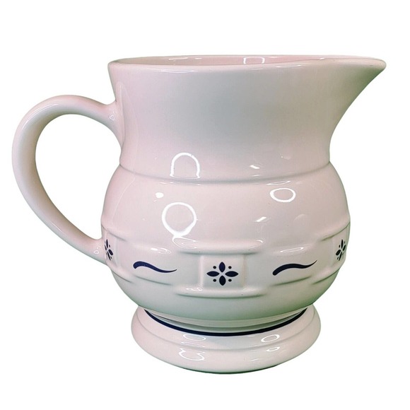 Longaberger Pottery 7" Large 64oz Pitcher Woven Traditions Heritage Blue Ceramic - Picture 1 of 9